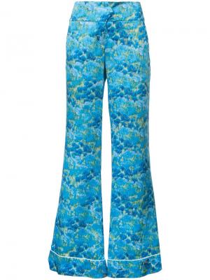 Широкие пижамные брюки Marina Moscone. Цвет: синий