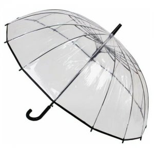 Зонт автоматический , мужской, трость, женский, зонтик, защитой от ветра, светоотражающей, черный-прозрачный Angel. Цвет: бесцветный