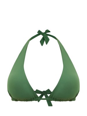 Однотонный лиф-бикини с раздвижными чашечками и завязками FISICO. Цвет: зеленый