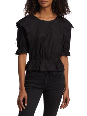 Блузка с завязками на плечах , цвет Noir Frame