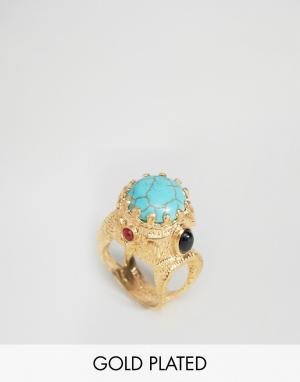 Броское кольцо с полудрагоценным камнем Ottoman Hands. Цвет: золотой