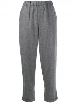 Укороченные брюки с узором в елочку N.Peal. Цвет: серый
