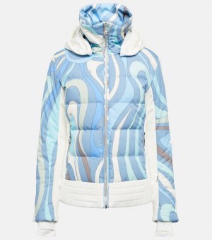 Пуховая лыжная куртка с принтом из коллаборации Fusalp PUCCI, синий Pucci