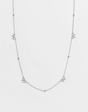 Серебристое ожерелье с бантами -Серебряный Olivia Burton