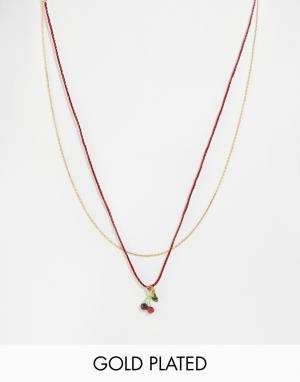 Ожерелье с подвеской‑вишенками Les Nereides. Цвет: красный