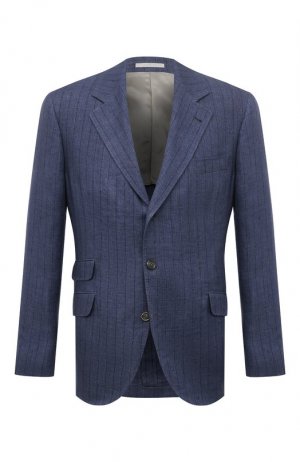 Пиджак из шерсти и шелка Brunello Cucinelli. Цвет: синий