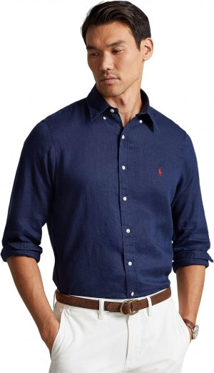 Льняная рубашка классического кроя с длинными рукавами , цвет Newport Navy Polo Ralph Lauren