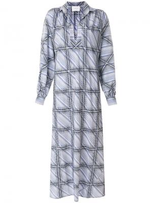 Длинное платье-рубашка с полосатым и клетчатым узорами Giambattista Valli