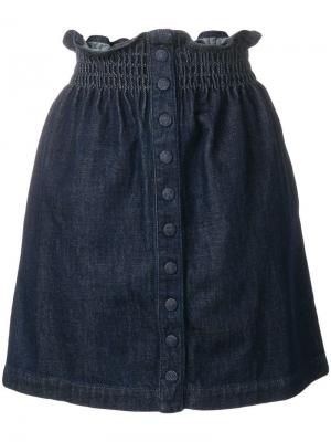 Джинсовая мини-юбка с драпировкой Dondup. Цвет: синий