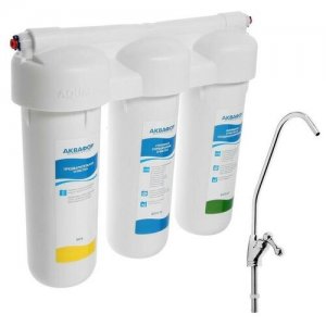 Система для фильтрации воды Трио Норма, РР5/В510-02/В510-07, 3-х ступенчатый, с краном, 2 л/мин Аквафор