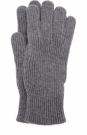 Шерстяные вязаные перчатки Moncler. Цвет: серый