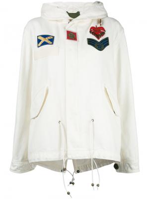 Пальто с капюшоном и заплатками Mr & Mrs Italy. Цвет: белый