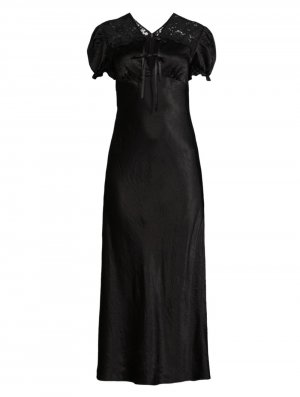 Атласное макси-платье с завышенной талией , черный Jason Wu