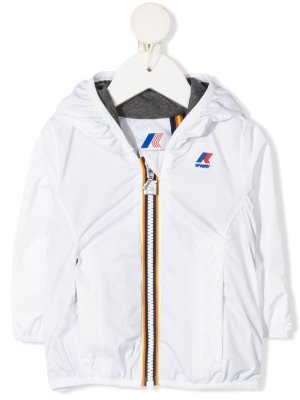 Непромокаемая куртка с полосками и логотипом K Way Kids. Цвет: белый