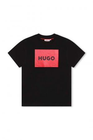 Детская хлопковая футболка, черный Hugo