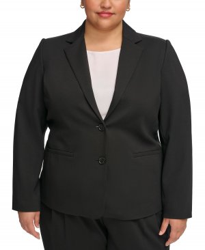 Куртка больших размеров с зубчатым воротником и двумя пуговицами , черный Calvin Klein