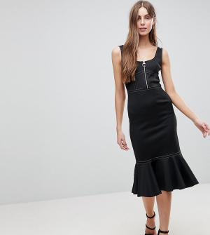 Платье-футляр с контрастной строчкой и кантом ASOS TALL. Цвет: черный