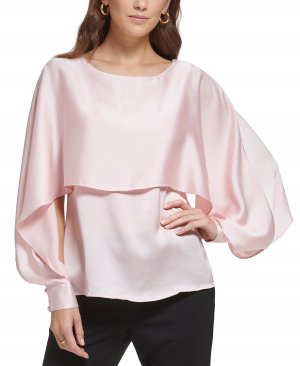 Атласная блузка Petite с вырезами и рукавами-накидкой DKNY