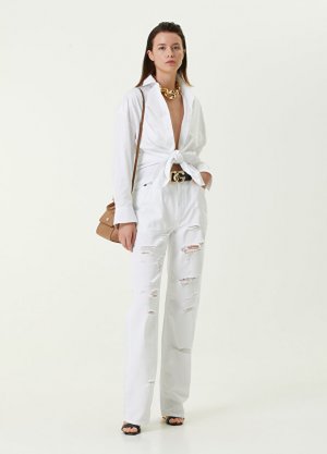 Белые джинсовые брюки-бойфренды Dolce&Gabbana. Цвет: белый