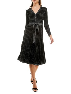 Платье а-силуэта с завязками спереди и люрексом Very black Nicole Miller