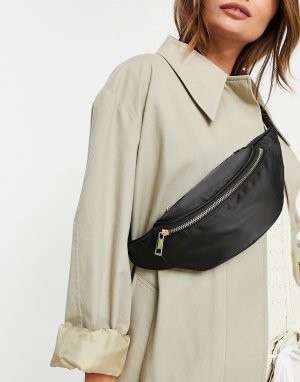 Черная сумка-кошелек на пояс из смесового переработанного полиэстера -Черный цвет ASOS DESIGN