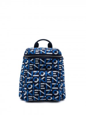 Жаккардовый рюкзак с монограммой Kenzo. Цвет: синий