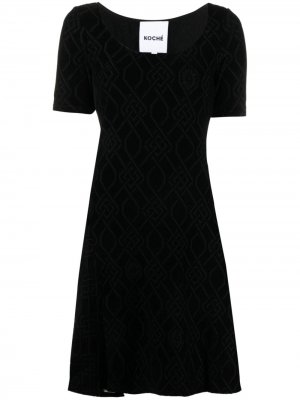 Платье с U-образным вырезом и короткими рукавами Koché. Цвет: черный