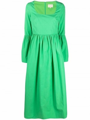 Длинное платье с расклешенными манжетами Loulou Studio. Цвет: зеленый