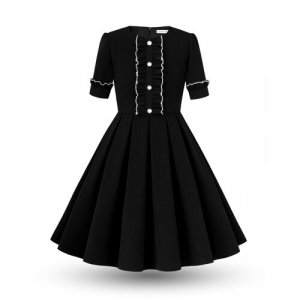 Школьное платье , размер 140-146, черный, белый Alisia Fiori. Цвет: белый/черный/черный-белый