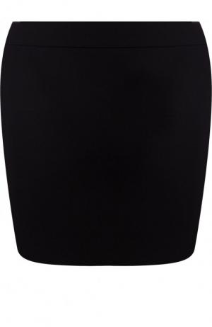 Однотонная шерстяная мини-юбка Saint Laurent. Цвет: черный