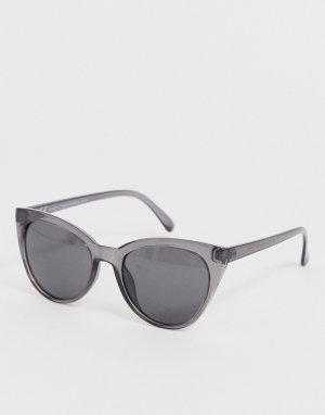 Серые солнцезащитные очки в прозрачной оправе -Серый Weekday