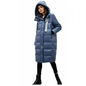 Женское зимнее пальто пуховик MALINARDI Зима, цвет серо-голубой, размер 2XL. Цвет: голубой