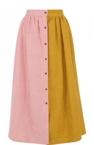 Хлопковая юбка-миди с широким поясом Tata Naka. Цвет: разноцветный