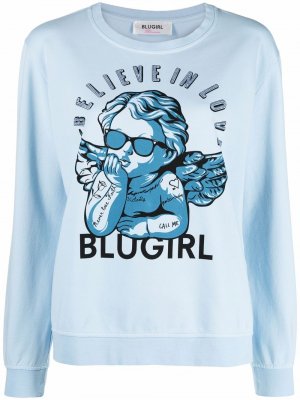 Logo-print cotton sweatshirt Blugirl. Цвет: синий