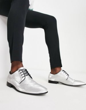 Серебристые туфли на шнуровке ASOS DESIGN