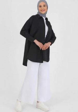 Блузка-рубашка REFKA BASIC , цвет black Modanisa