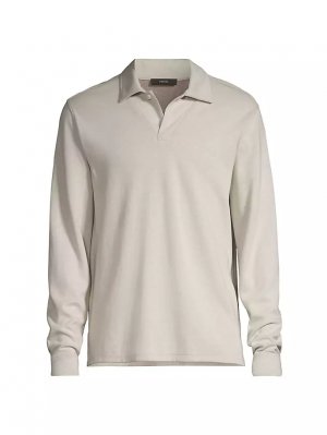 Двусторонняя рубашка-поло из хлопковой смеси с длинными рукавами , цвет stone dune grey Vince