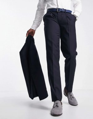 Узкие костюмные брюки Темно-синего цвета из чистой мериносовой шерсти меланжевого Noak