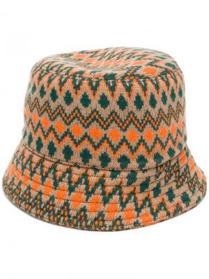 Шляпа с узором Prada. Цвет: бежевый