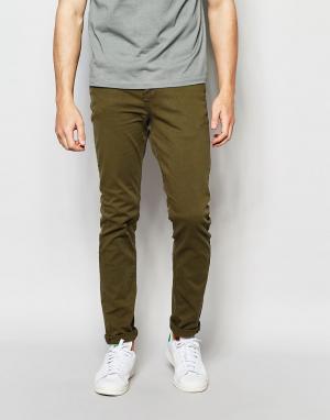 Зауженные джинсы цвета хаки New Look. Цвет: зеленый