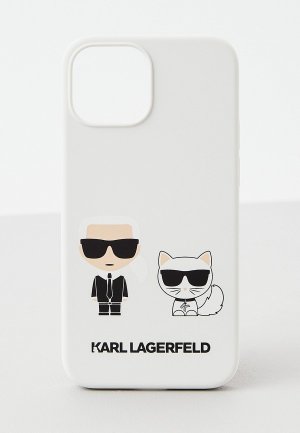 Чехол для iPhone Karl Lagerfeld 13 mini, Liquid silicone & Choupette White. Цвет: белый