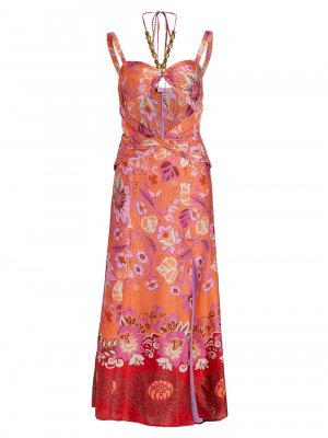 Платье миди с вырезами и цветочным принтом Nisa , оранжевый Alexis