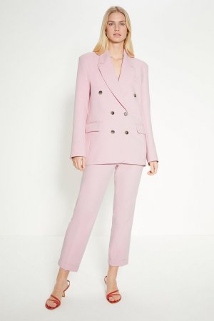Двубортный удлиненный пиджак из эластичного крепа Rachel Stevens , розовый Oasis