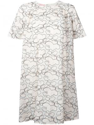 Платье-футболка с абстрактным вышитым узором Giamba. Цвет: телесный