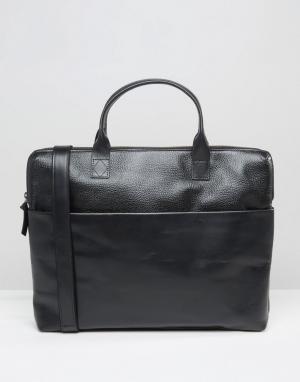 Черный кожаный портфель с одним отделением Royal RepubliQ. Цвет: черный