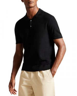 Текстурированная рубашка-поло с короткими рукавами Adio спереди , цвет Black Ted Baker