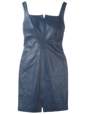 Кожаное платье мини Romeo Gigli Pre-Owned. Цвет: синий