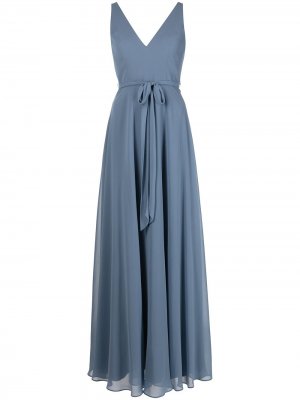 Вечернее платье с V-образным вырезом Marchesa Notte Bridesmaids. Цвет: синий