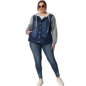 Женская джинсовая куртка больших размеров с многослойным капюшоном на шнурке Agnes Orinda