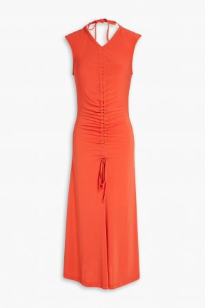 Расклешенное платье миди из джерси со сборками , ярко оранжевый Paul Smith